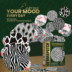 DermaPatch® White Animal Skin Patterns CGM Sensor Covers – Waterproof Adhesive Patches for Libre 3, Libre 2 & Dexcom G7/G6 (No Glue Center, 14-Day Hold) - 20 Pack