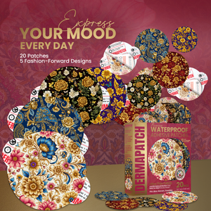 DermaPatch® Floral CGM Sensor Covers – Waterproof Adhesive Patches for Libre 3, Libre 2 & Dexcom G7/G6 (No Glue Center, 14-Day Hold) - 20 Pack