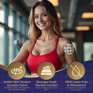 DermaPatch® Luxury Design CGM Sensor Covers – Waterproof Adhesive Patches for Libre 3, Libre 2 & Dexcom G7/G6 (No Glue Center, 14-Day Hold) - 20 Pack