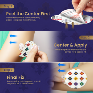 DermaPatch® Luxury Design CGM Sensor Covers – Waterproof Adhesive Patches for Libre 3, Libre 2 & Dexcom G7/G6 (No Glue Center, 14-Day Hold) - 20 Pack