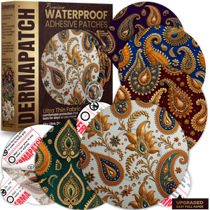 DermaPatch® Paisley CGM Sensor Covers – Waterproof Adhesive Patches for Libre 3, Libre 2 & Dexcom G7/G6 (No Glue Center, 14-Day Hold) - 20 Pack