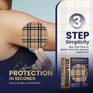 DermaPatch® Luxury Plaid CGM Sensor Covers – Waterproof Adhesive Patches for Libre 3, Libre 2 & Dexcom G7/G6 (No Glue Center, 14-Day Hold) - 20 Pack