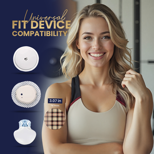 DermaPatch® Luxury Plaid CGM Sensor Covers – Waterproof Adhesive Patches for Libre 3, Libre 2 & Dexcom G7/G6 (No Glue Center, 14-Day Hold) - 20 Pack