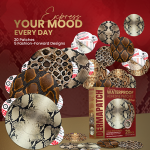 DermaPatch® Snake Skin CGM Sensor Covers – Waterproof Adhesive Patches for Libre 3, Libre 2 & Dexcom G7/G6 (No Glue Center, 14-Day Hold) - 20 Pack