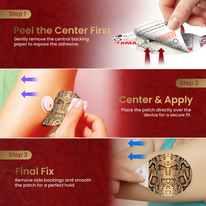 DermaPatch® Snake Skin CGM Sensor Covers – Waterproof Adhesive Patches for Libre 3, Libre 2 & Dexcom G7/G6 (No Glue Center, 14-Day Hold) - 20 Pack