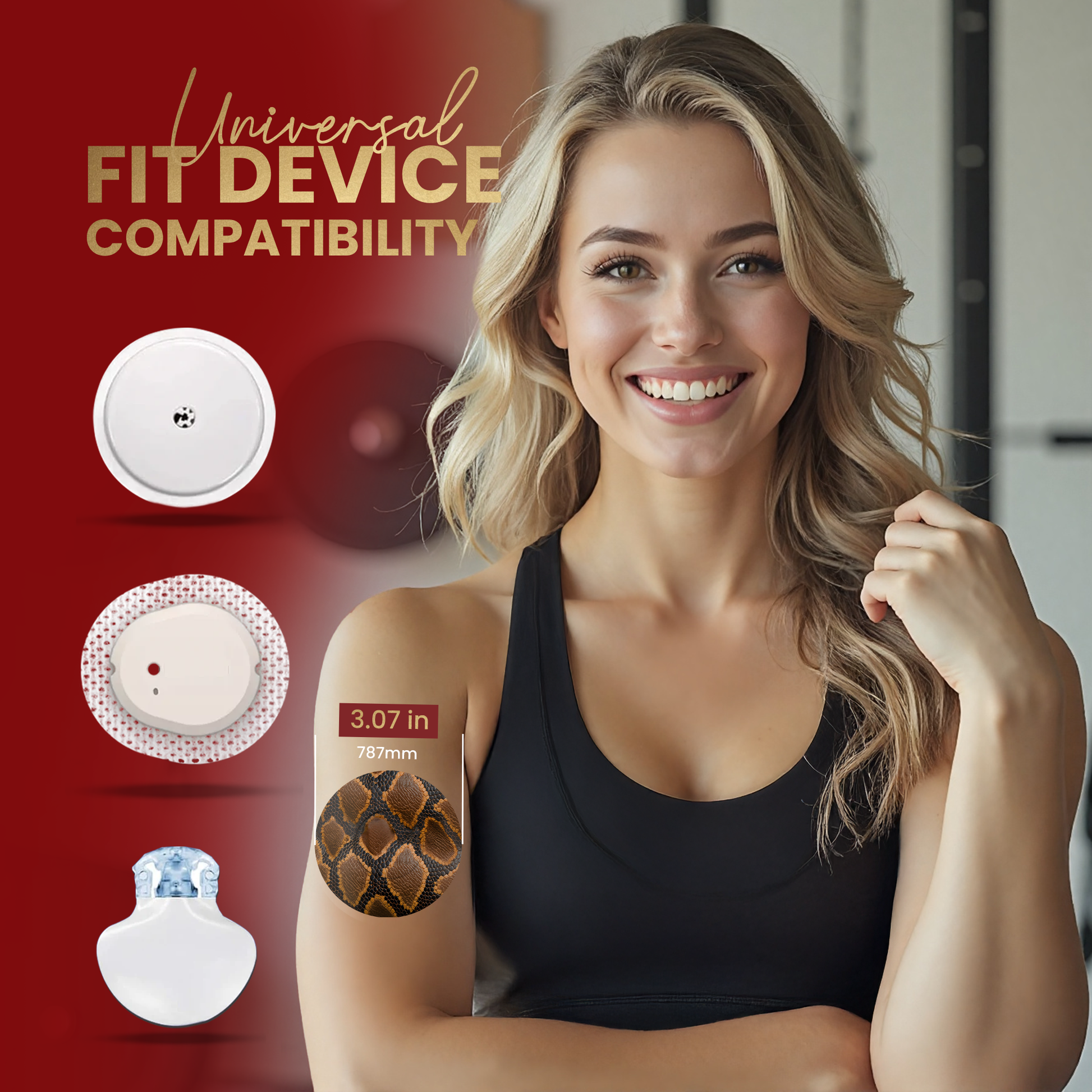 DermaPatch® Snake Skin CGM Sensor Covers – Waterproof Adhesive Patches for Libre 3, Libre 2 & Dexcom G7/G6 (No Glue Center, 14-Day Hold) - 20 Pack