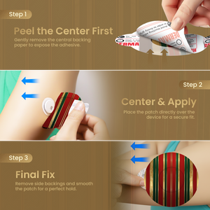 DermaPatch® Luxury Fashion CGM Sensor Covers – Waterproof Adhesive Patches for Libre 3, Libre 2 & Dexcom G7/G6 (No Glue Center, 14-Day Hold) - 20 Pack