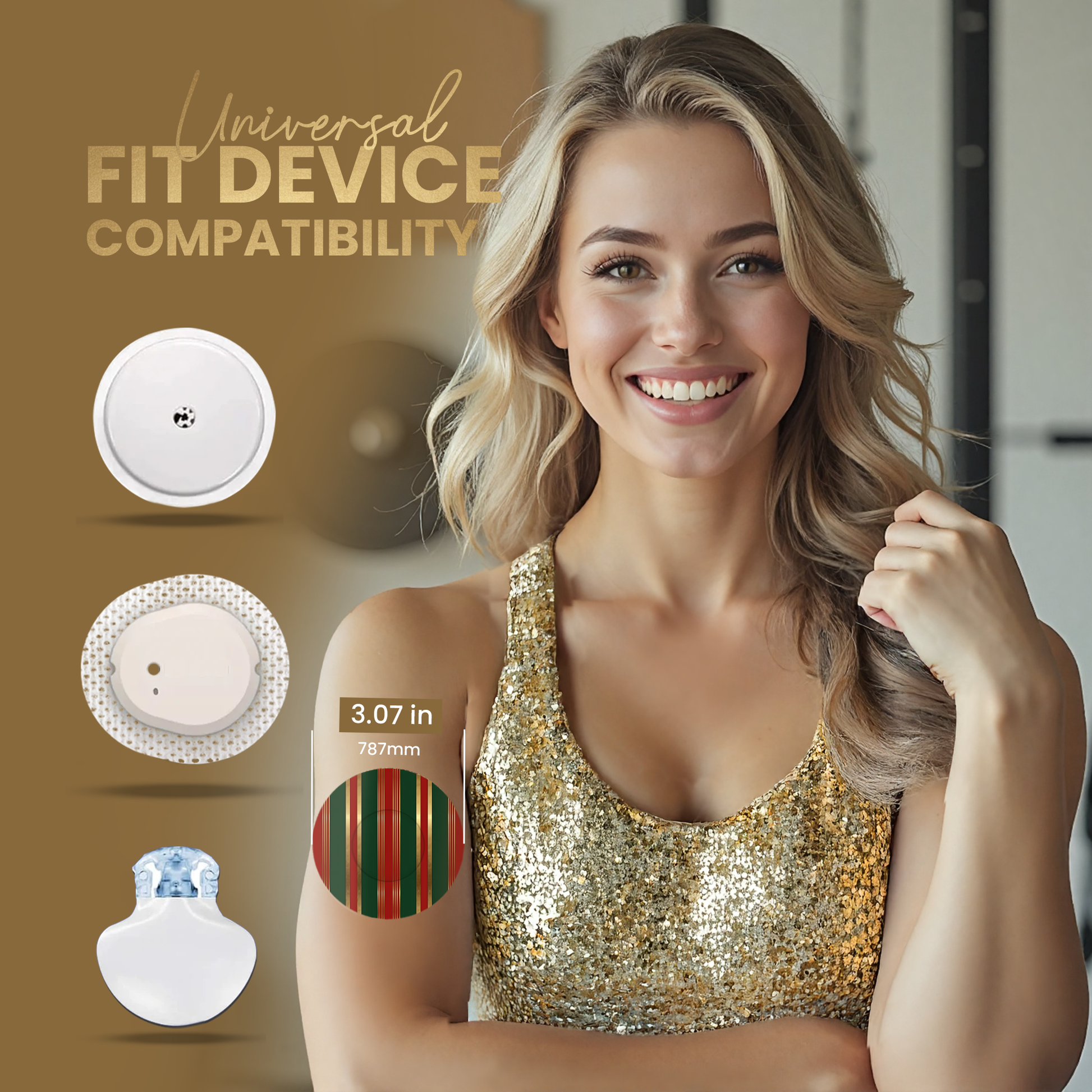 DermaPatch® Luxury Fashion CGM Sensor Covers – Waterproof Adhesive Patches for Libre 3, Libre 2 & Dexcom G7/G6 (No Glue Center, 14-Day Hold) - 20 Pack