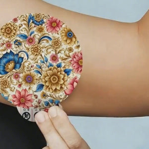 DermaPatch® Floral CGM Sensor Covers – Waterproof Adhesive Patches for Libre 3, Libre 2 & Dexcom G7/G6 (No Glue Center, 14-Day Hold) - 20 Pack